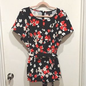NWT Lane Bryant Women's Black & Orange Floral Tunic Top Sz 18-Fits that Flatter